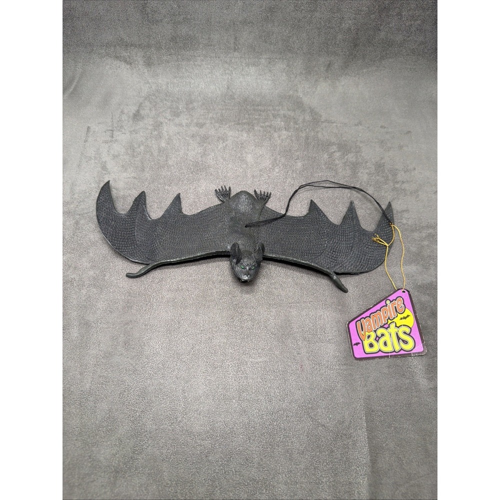 Vintage Gordy Toy Halloween Rubber Hanging Bat With Suction Cups 12"